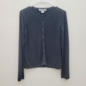 💕 Jétal Silk Black Metallic Button Down Long Sleeves Cardigan Women's  Medium